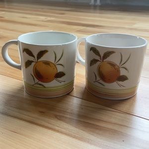 Vintage tangerine ironstone coffee cups